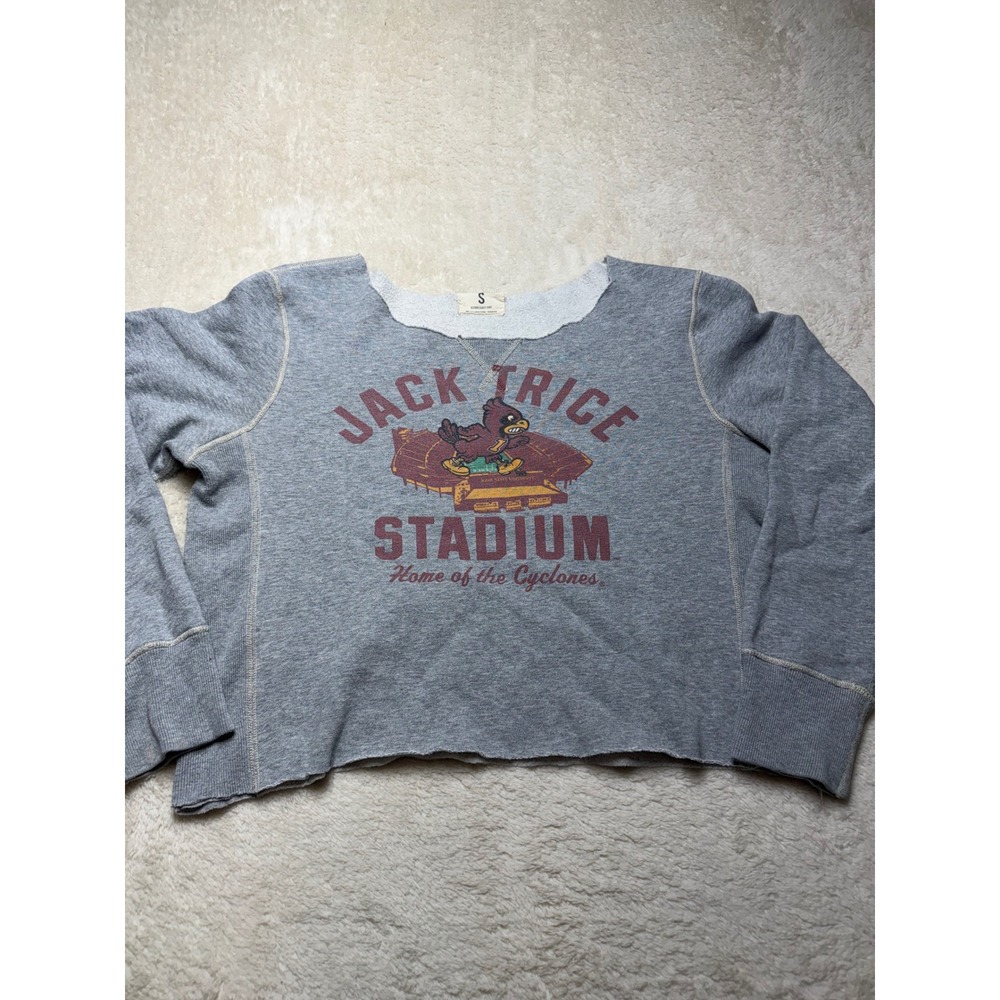 Tailgate Clothing Cyclone Sweatshirt Womens Size Small Gray Distressed Cropped